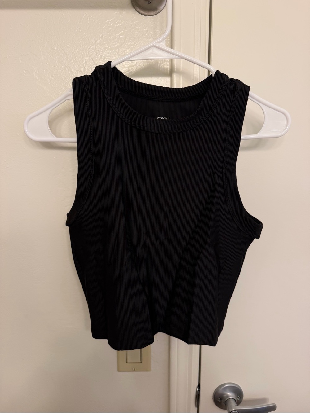 Albion Fit Black Ribbed High Neck Crop Tank Ribbed Racerback Size Small - Picture 3 of 7